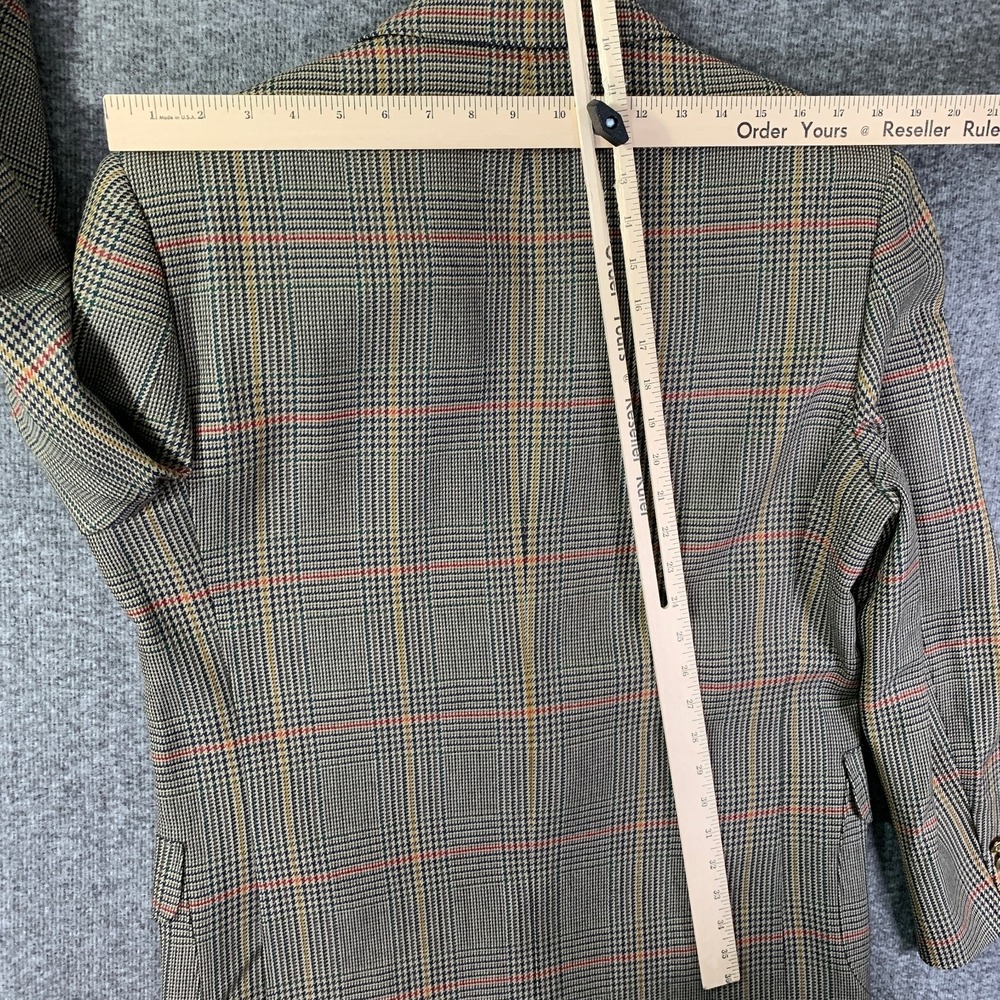 Daks London Blazer Jacket Men 40R Houndstooth Windowpane Gold Button Sport Coat - Picture 15 of 16